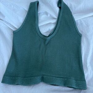 NIKI BIKI Hunter Green Ribbed One Size Women's Green Layering Tank Crop-top
